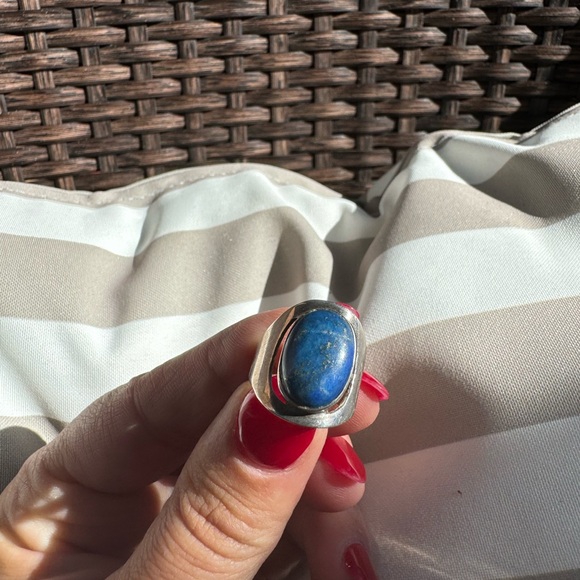 Oval Lapis Lazuli 925 Sterling silver ring - Picture 5 of 8